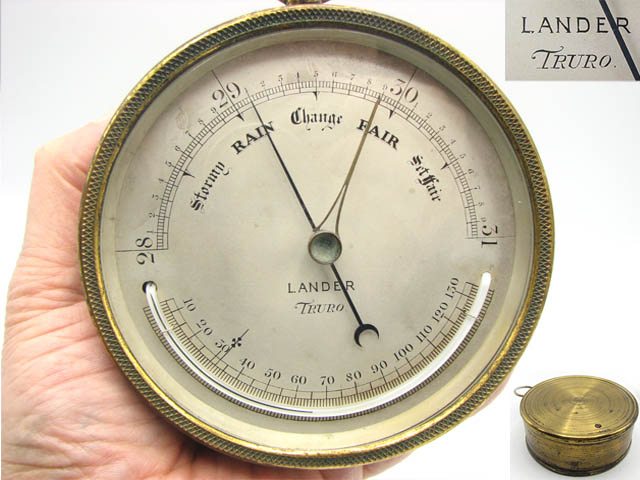 19th century aneroid barometer commemorating Truro Born explorer, Richard Lemon Lander
